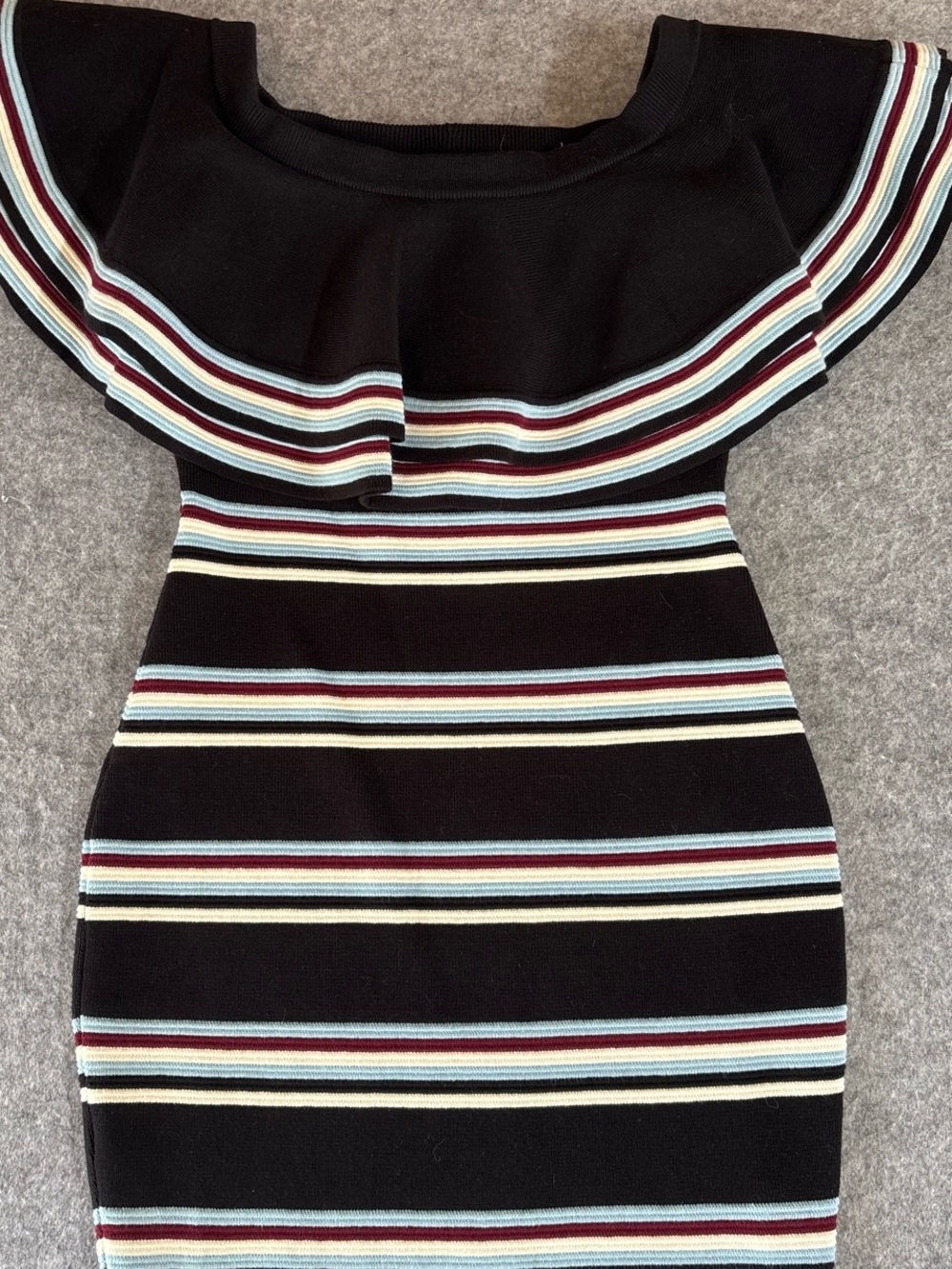 Endless Rose Black One-Shoulder Striped Bodycon Dress